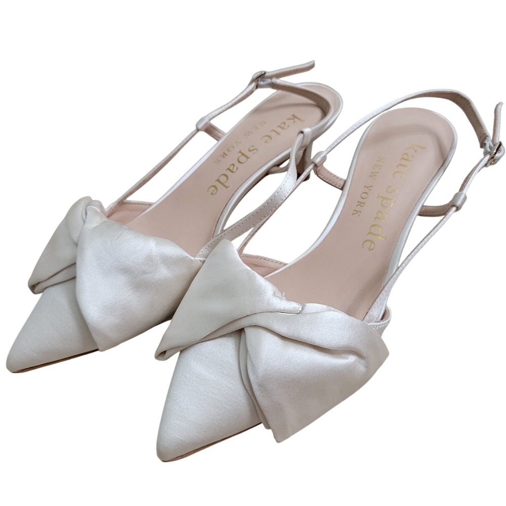 Kate Spade New York Marseille Satin Bow Slingback Heels Kitten Heels Size 8B